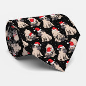 サンタ帽子のパグのクリスマスパターン ネクタイ (ロール)