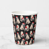 サンタ帽子のパグのクリスマスパターン 紙コップ (右)