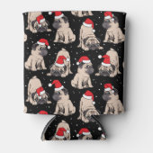 サンタ帽子のパグのクリスマスパターン 缶クーラー (正面)