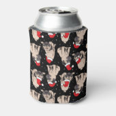 サンタ帽子のパグのクリスマスパターン 缶クーラー (缶裏面)