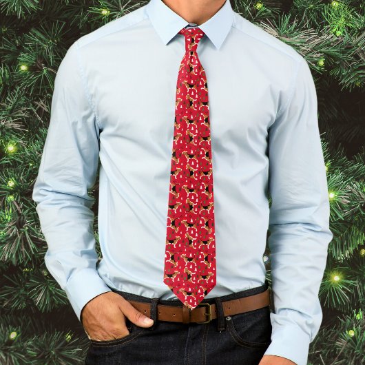 サンタ帽子のビーグルスクリスマスホリデーレッド ネクタイ