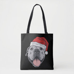 サンタ帽子のピットブル ピット クリスマス Xmas ペット 犬 愛好家 トートバッグ