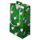サンタ帽子のペンギン緑のパターン スモールペーパーバッグ (裏面アングル)