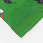 サンタ帽子のペンギン緑のパターン フリースブランケット (角)