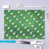 サンタ帽子のペンギン緑のパターン 薄葉紙 (クラフト)