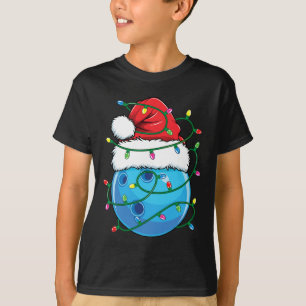 サンタ帽子のボウリングボール 男性 少年 クリスマス Xmas Tシャツ