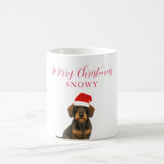 サンタ帽子のミニチュア・ドッグ クリスマス コーヒーマグカップ (中央)