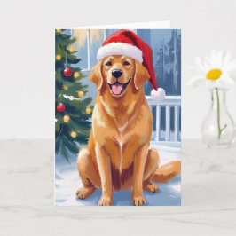 サンタ帽子のラブラドール | メリークリスマスの犬の絵 カード