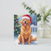 サンタ帽子のラブラドール | メリークリスマスの犬の絵 シーズンカード (スタンド正面)