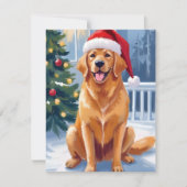 サンタ帽子のラブラドール | メリークリスマスの犬の絵 シーズンカード (正面)