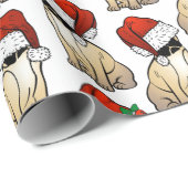 サンタ帽子の可愛いパグクリスマスホリデー ラッピングペーパー (ロールコーナー)