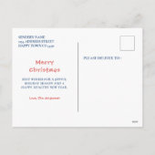 サンタ帽子の可愛い水彩犬クリスマス シーズンポストカード (裏面)