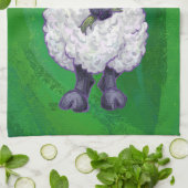 サンタ帽子の可愛い羊オングリーン キッチンタオル (折り畳み)