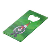 サンタ帽子の可愛い羊オングリーン クレジットカード栓抜き (裏面アングル)