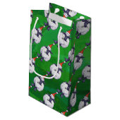 サンタ帽子の可愛い羊オングリーン スモールペーパーバッグ (裏面アングル)