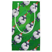 サンタ帽子の可愛い羊オングリーン スモールペーパーバッグ (正面)