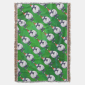 サンタ帽子の可愛い羊オングリーン スローブランケット (正面縦)