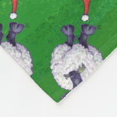 サンタ帽子の可愛い羊オングリーン フリースブランケット (角)