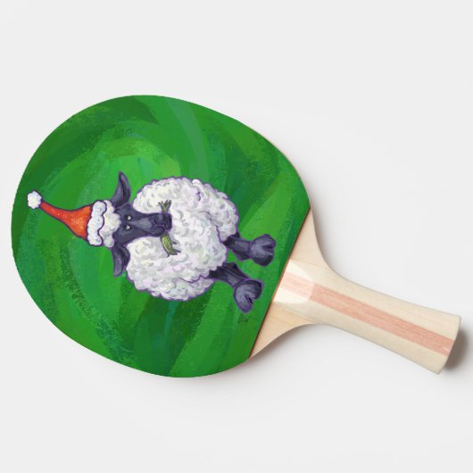 サンタ帽子の可愛い羊オングリーン 卓球ラケット (横)