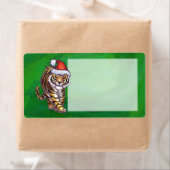 サンタ帽子の可愛い虎オングリーン ラベル (インサイチュ)
