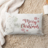 サンタ帽子の可愛い雪だるま メリークリスマス ランバークッション (ブランケット)