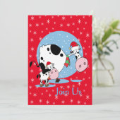 サンタ帽子の国の牛クリスマスホリデー 招待状 (スタンド正面)