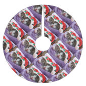 サンタ帽子の子猫クリスマスパターンツリースカート ブラッシュドポリエステルツリースカート (正面)