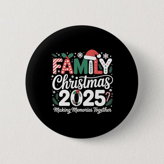 サンタ帽子の家族クリスマス2025 マッチング クリスマス服 缶バッジ (正面)