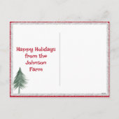 サンタ帽子の水色クリスマス牛 シーズンポストカード (裏面)