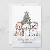 サンタ帽子の犬たち ウォーターカラークリスマス シーズンカード (正面)