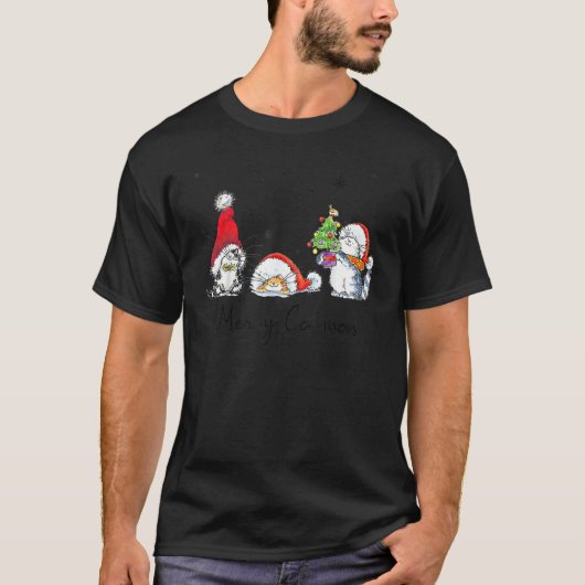サンタ帽子の猫 メリークリスマス 子猫 クリスマス 2 Tシャツ (正面)