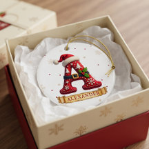 サンタ帽子の赤いクリスマス文字 A 名前