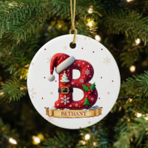 サンタ帽子の赤いクリスマス文字B名