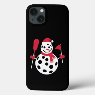 サンタ帽子の雪だるま家族のクリスマスマッチングピックルボール iPhone 13ケース