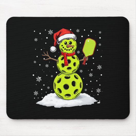 サンタ帽子の雪だるま クリスマスの面白いピックル好きのクリスマス マウスパッド (正面)