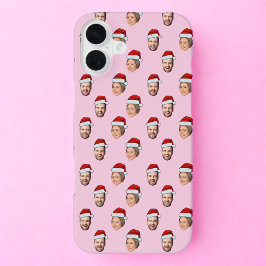 サンタ帽子の顔2枚の写真のクリスマスギフト iPhone 16 PLUSケース