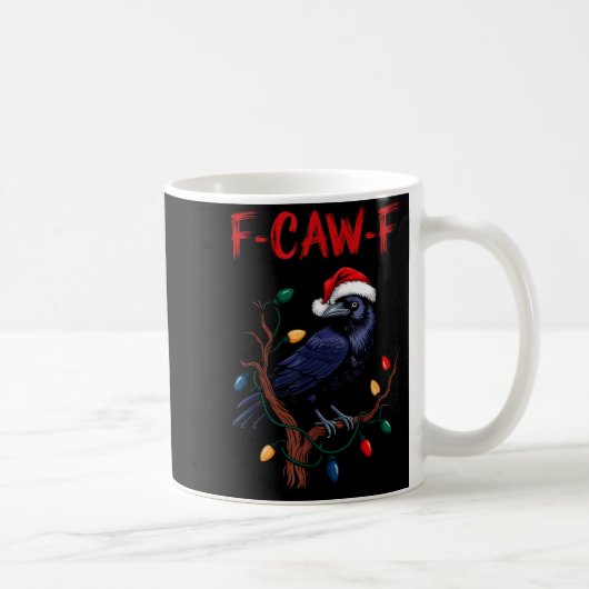サンタ帽子の黒いカラス F-caw-f ミーム コーヒーマグカップ (右)
