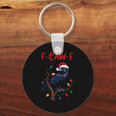 サンタ帽子の黒いカラス F-caw-f メーム キーホルダー (正面)