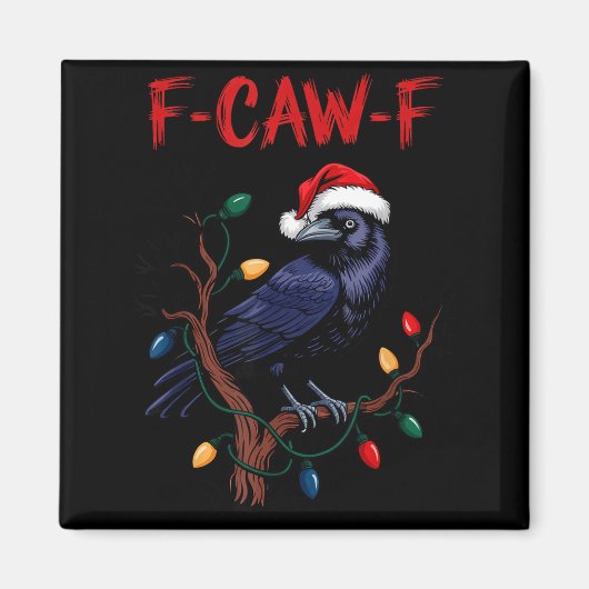 サンタ帽子の黒いカラス F-caw-f メーム マグネット (正面)