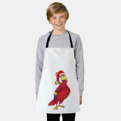 サンタ帽子をかぶったオウム エプロン (着用した状態)