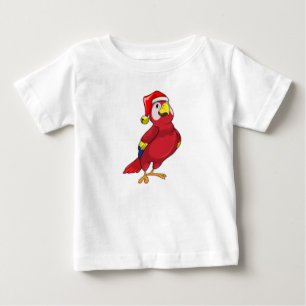 サンタ帽子をかぶったオウム ベビーTシャツ