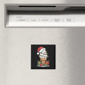 サンタ帽子をかぶったクリスマスライトアイスクリームコーン マグネット (インサイチュ (食洗機))
