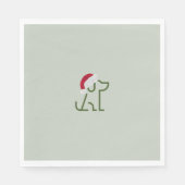 サンタ帽子をかぶったグリーン犬の輪郭 スタンダードランチョンナプキン (正面)