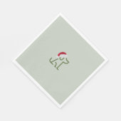 サンタ帽子をかぶったグリーン犬の輪郭 スタンダードランチョンナプキン (角)