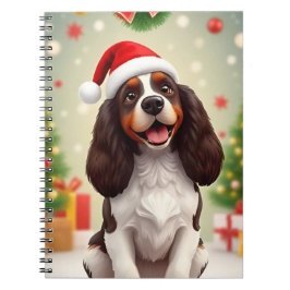 サンタ帽子をかぶったハッピードッグ ノートブック