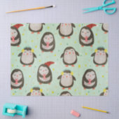 サンタ帽子をかぶったハッピーペンギンとイヤーマフ 薄葉紙 (クラフト)