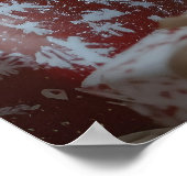 サンタ帽子をかぶった愛らしい子犬 ポスター (角)