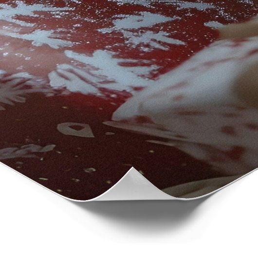 サンタ帽子をかぶった愛らしい子犬 ポスター (角)