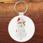 サンタ帽子をかぶった猫 キーホルダー (正面)