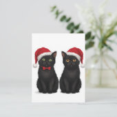 サンタ帽子をかぶった2匹の黒子猫 クリスマス (スタンド正面)